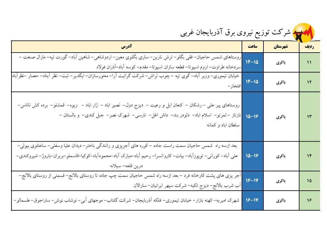 آغاز خاموشی‌های سراسری برق در استان آذربایجان‌غربی