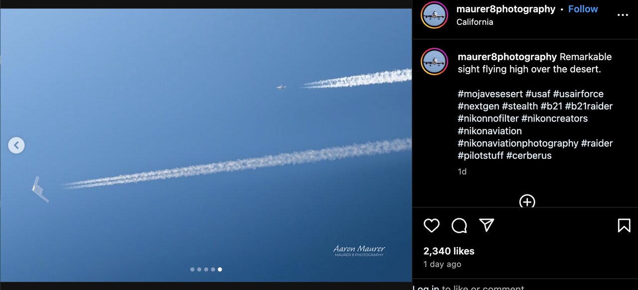 بمبافکن B-۲۱ Raider در آسمان دیده شد /عکس