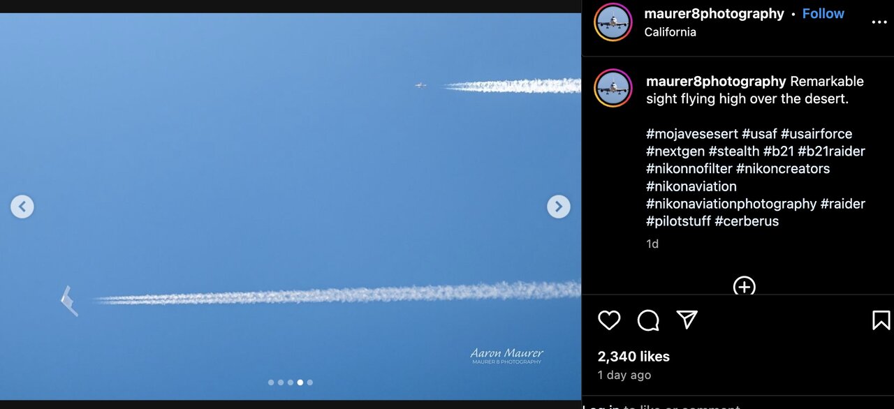 بمبافکن B-۲۱ Raider در آسمان دیده شد /عکس