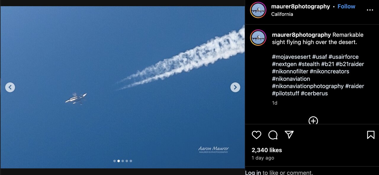 بمبافکن B-۲۱ Raider در آسمان دیده شد /عکس