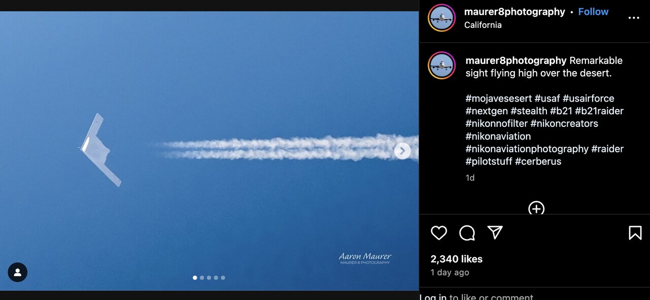 بمبافکن B-۲۱ Raider در آسمان دیده شد /عکس