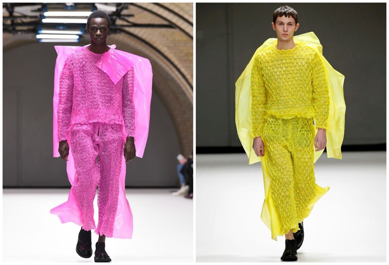 دنیای عجیب و غریب مد/ دوخت لباس با استفاده از نایلون حبابدار/ عکس