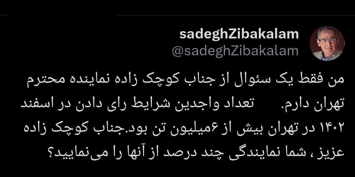 کنایه سنگین زیباکلام به کوچک زاده