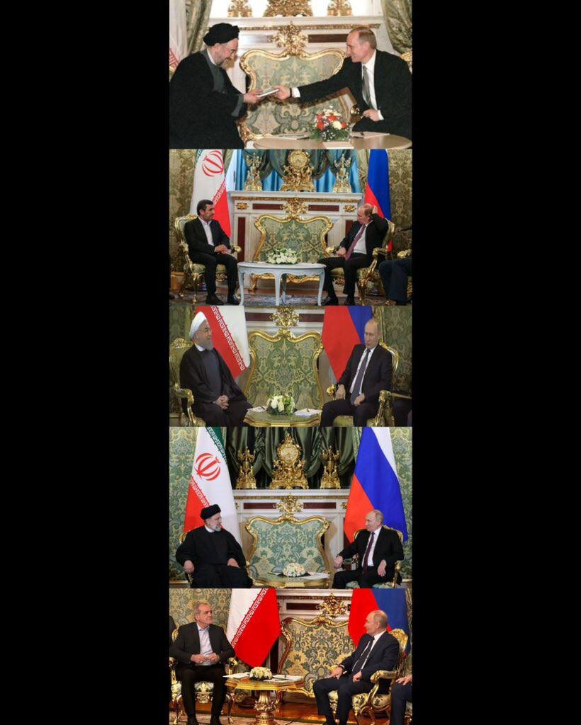 عکس | گفتگو و دیدار ولادیمیر پوتین با پنج رئیس جمهور ایران در دورههای مختلف