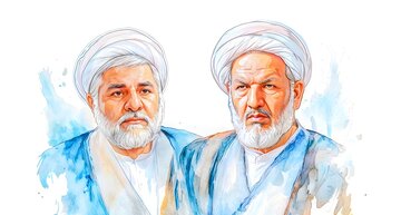 تصویری از اقامه نماز رهبر انقلاب بر پیکر دو قاضی شهید تصویری از اقامه نماز رهبر انقلاب بر پیکر دو قاضی شهید