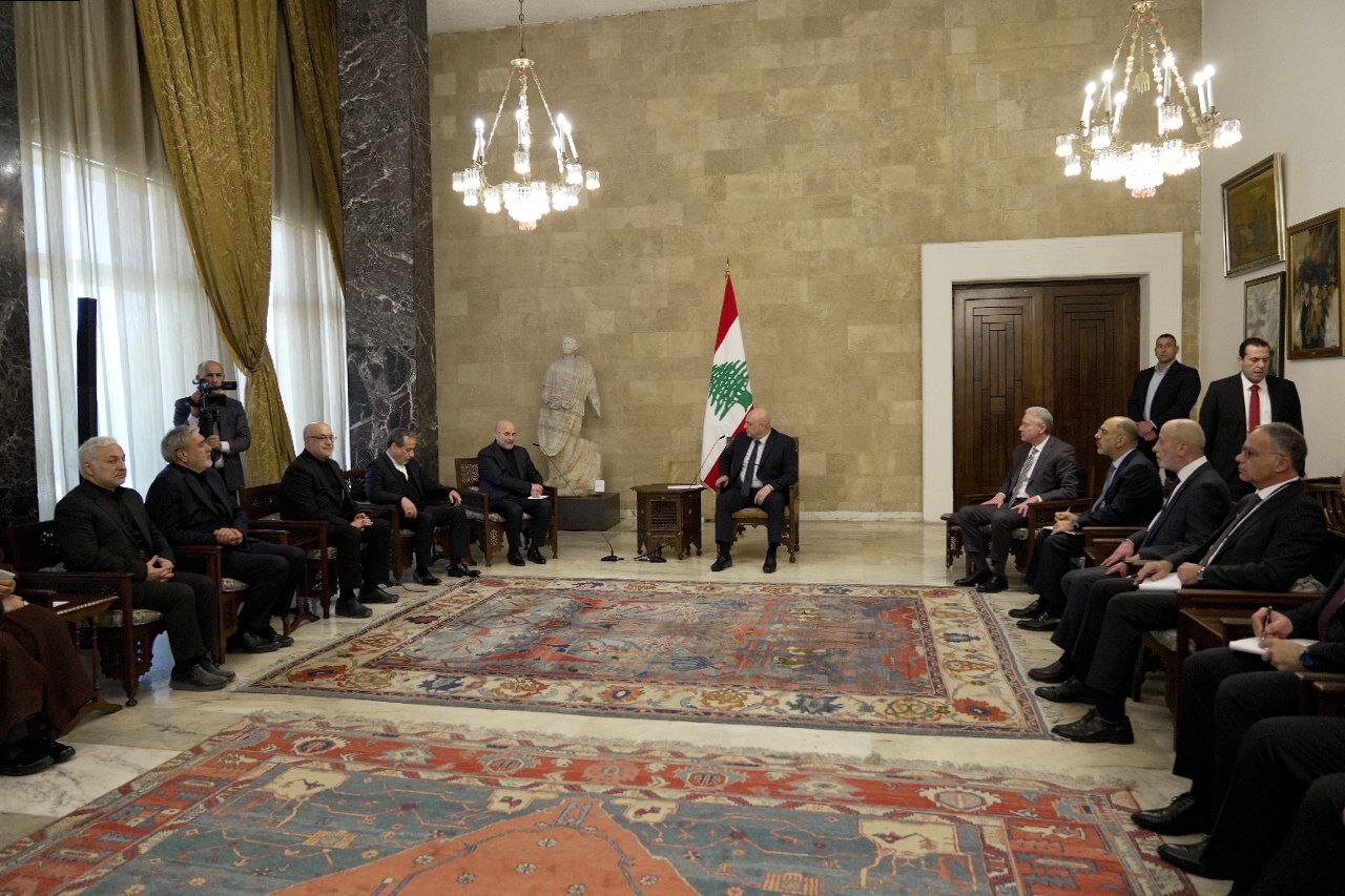 تصاویری از دیدار عراقچی و قالیباف با رئیسجمهور جدید لبنان