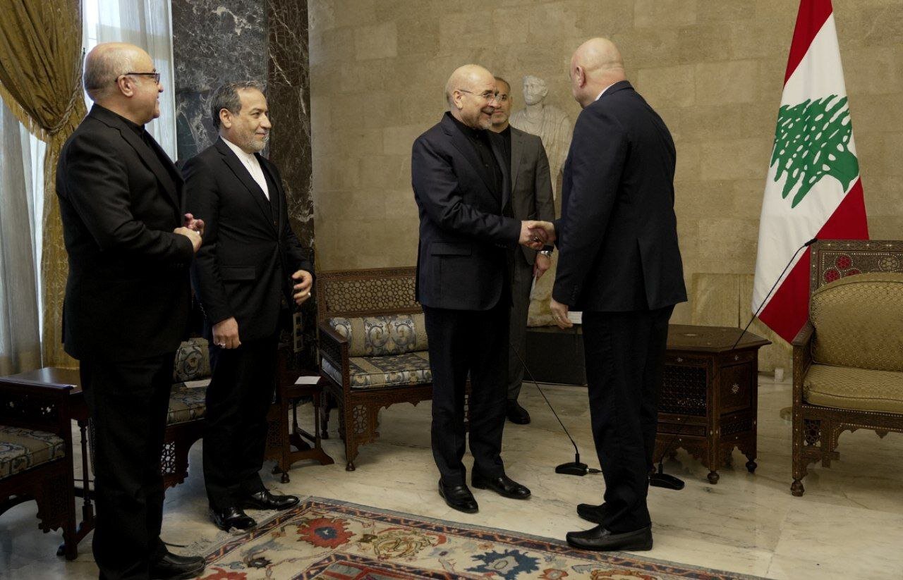 تصاویری از دیدار عراقچی و قالیباف با رئیسجمهور جدید لبنان