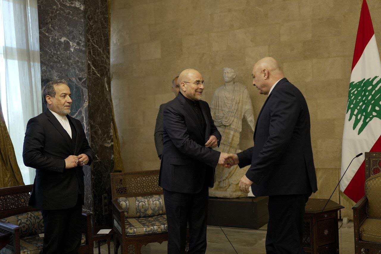 تصاویری از دیدار عراقچی و قالیباف با رئیسجمهور جدید لبنان