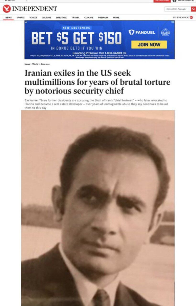 شکایت ۳ مرد ایرانی ساکن آمریکا از پرویز ثابتی/ او به ما برق وصل کرد و از سقف با مچ آویزانمان کرد