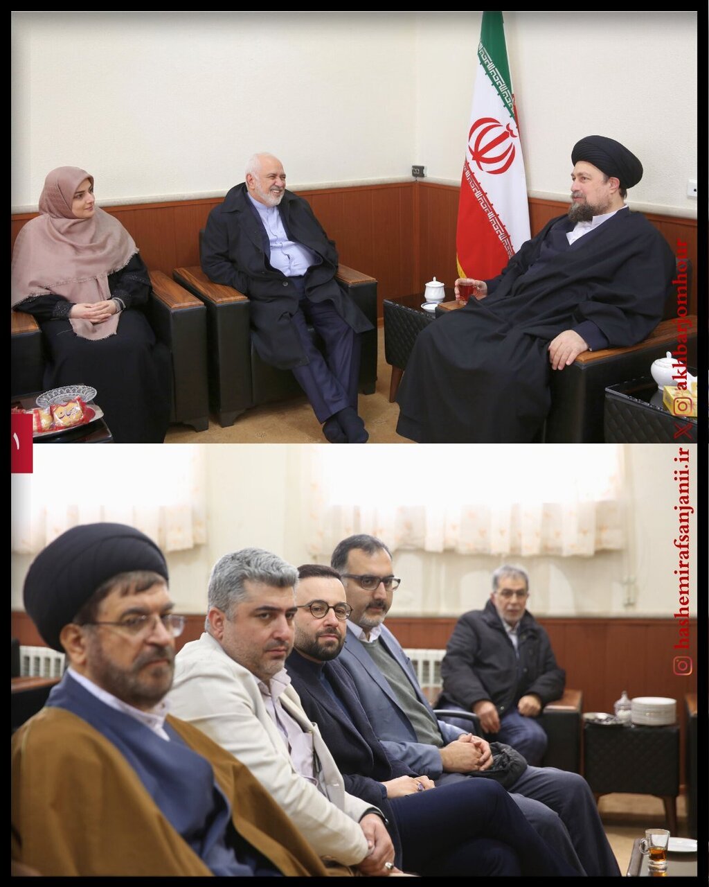 تصویری از میزبانی سیدحسن خمینی از جواد ظریف/ وزیر خارجه اسبق سرمایه ملی است؛ از ظرفیتهای اجتماعی و بینالمللی او استفاده شود