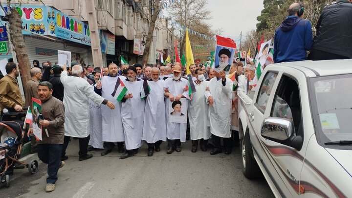 قالیباف در راهپیمایی روز قدس/ حضور کفن پوشان در حمایت از فلسطین/ معاون سیاسی سپاه: مردم به لحاظ اعتقادی و اصول اخلاقی بر آرمان فلسطین ایستادگی دارند