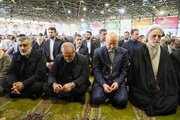 عکس روسای سه قوه در صف اول نماز جمعه روز قدس/ همنشینی پزشکیان و سردار حاجی زاده