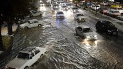 ببینید |  آب‌گرفتگی خیابان‌های جوانرودِ کرمانشاه بر اثر بارش باران