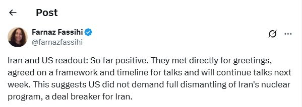 توئیت معنادار خبرنگار نیویورک تایمز از مذاکرات ایران ـ آمریکا