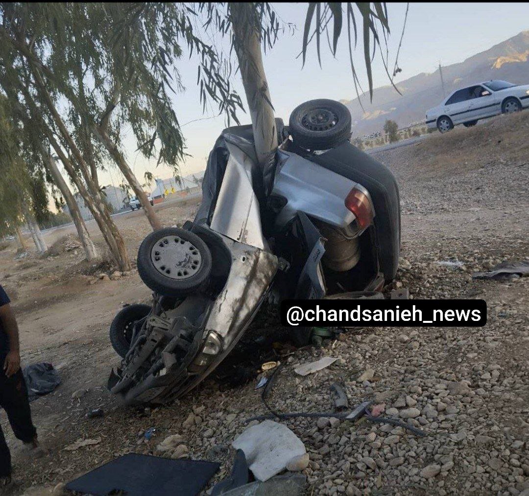 تصویر باورنکردنی از تصادف یک پراید/ ماشین از وسط تا شد!