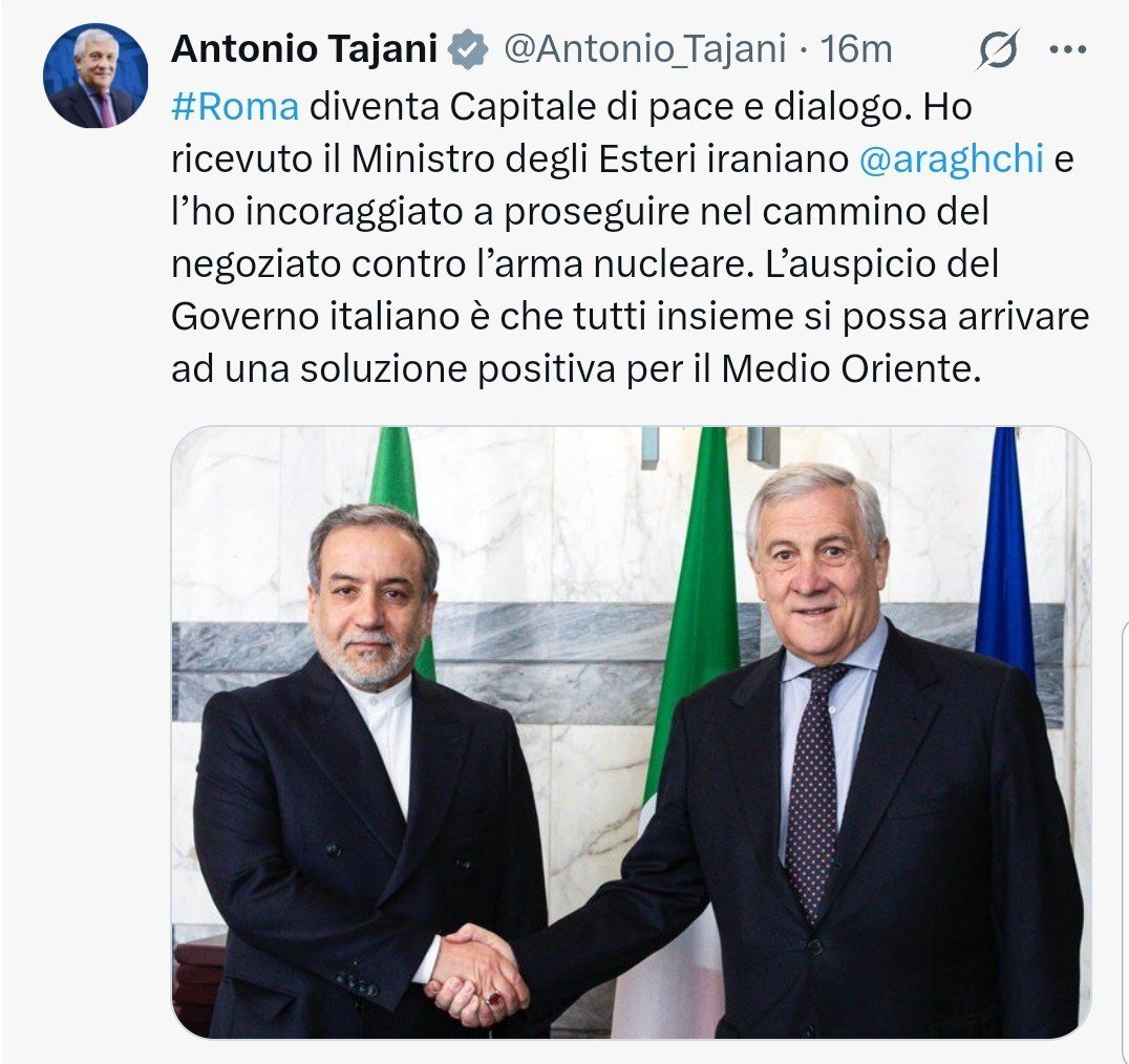 پیام وزیرخارجه ایتالیا پس از دیدار با عراقچی