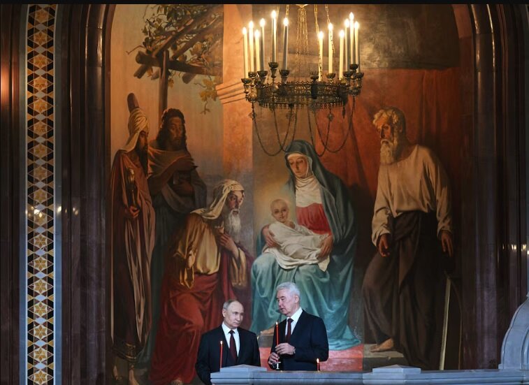 تصاویری از حضور پوتین در مراسم عید پاک