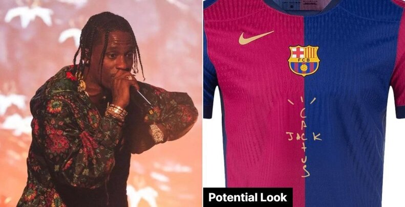 عکس| رونمایی بارسا از پیراهن ویژه الکلاسیکو با لوگوی تراویس اسکات