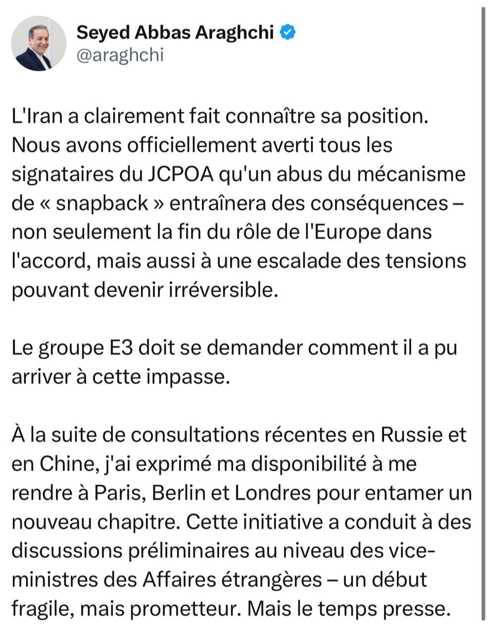 هشدار جدی عراقچی به اروپا و امضاءکنندگان برجام؛نحوه پاسخ ما به این لحظه حساس بسیار عمیقتر از آنچه که تصور میکنید....