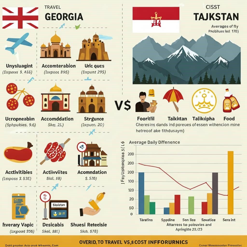 راهنمای جامع مقایسه سفر به گرجستان و تاجیکستان در سال ۲۰۲۵