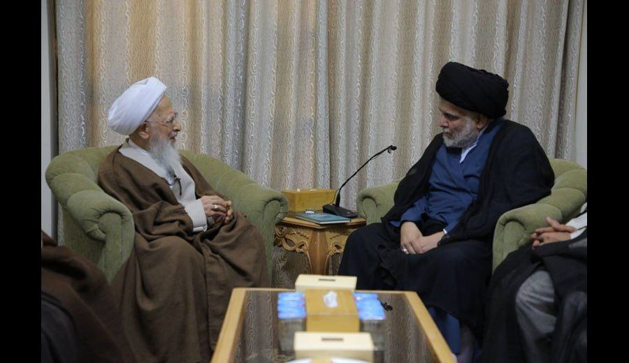 تصویری از دیدار آیت الله جوادی آملی و رهبر جریان صدر در عراق