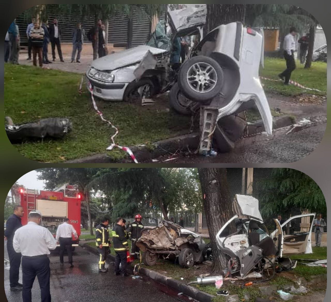 عکس | سندی از شاهکار ایرانخودرو؛ نصف شدن پژو پارس بعد از تصادف در رشت!