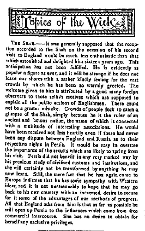 گزارش روزنامه انگلیسی از محبوبیت ناصرالدینشاه در بیش از یک قرن پیش