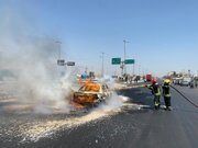 حریق خودروی حامل سوخت در محور بندرعباس - حاجی‌آباد بدون تلفات جانی