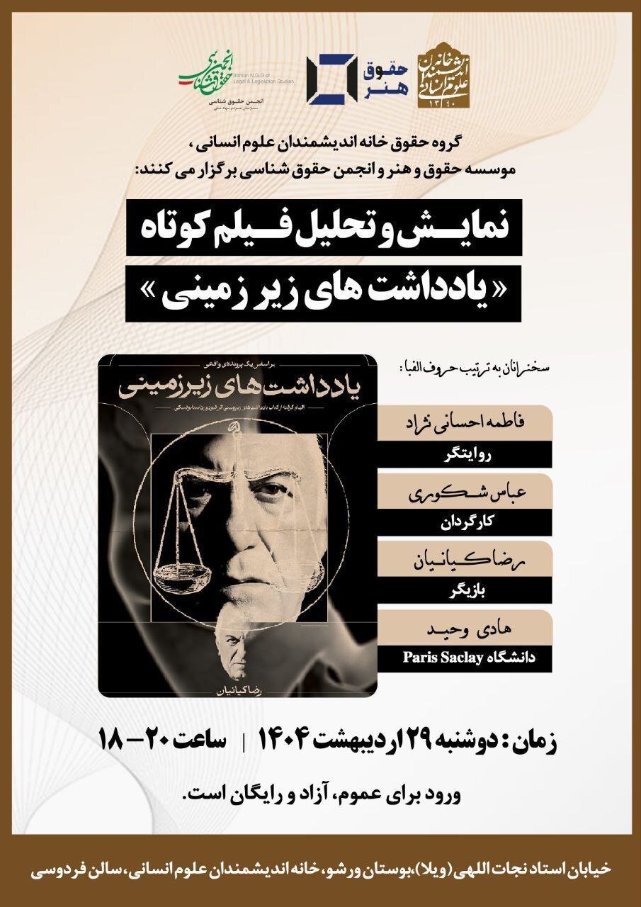 رضاکیانیان در نمایش و تحلیل فیلم کوتاه یادداشت های زیرزمینی