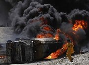 ببینید | آتش گرفتن یک تانکر سوخت در منطقه در لبنان