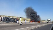ببینید | آتش‌سوزی شدید در محل غیرمجاز دپوی سوخت در سیستان بلوچستان