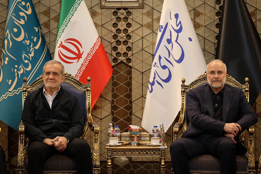 مراسم بزرگداشت شهدای خدمت در صحن مجلس شورای اسلامی با حضور رئیسجمهور/ حداد عادل هم بود+تصویر