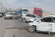 ببینید | اولین تصاویر از تصادف شدید در عمان بر اثر غبار غلیظ