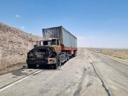 جزییات آتش گرفتن یک تریلر در جاده انار- شهربابک