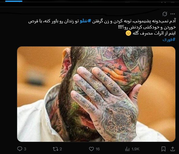 نمونه‌ای از توئیت کاربران 