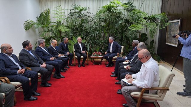 اولین تصویر از دیدار رئیس مجلس با رئیس جمهور کوبا