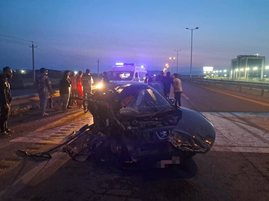پژو ۲۰۷ در تصادف له شد / یک نفر جان باخت