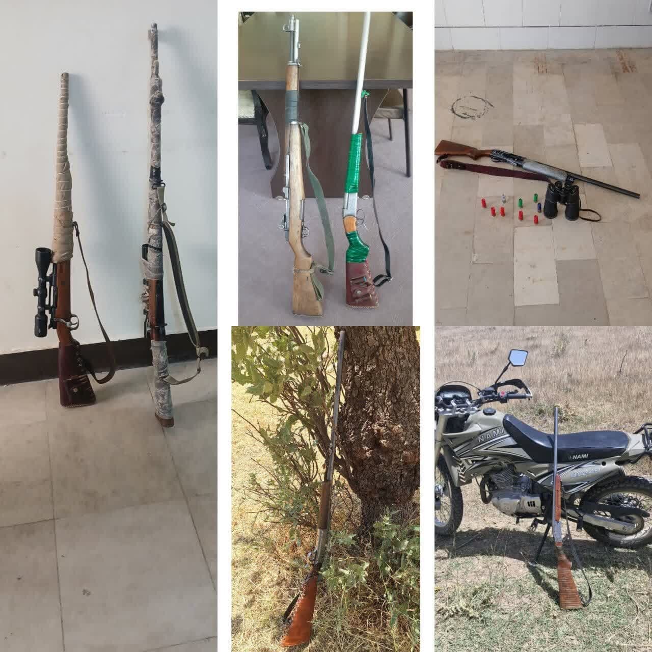 کشف و ضبط ۷ قبضه اسلحه شکاری از متخلفین زیست محیطی در سطح استان