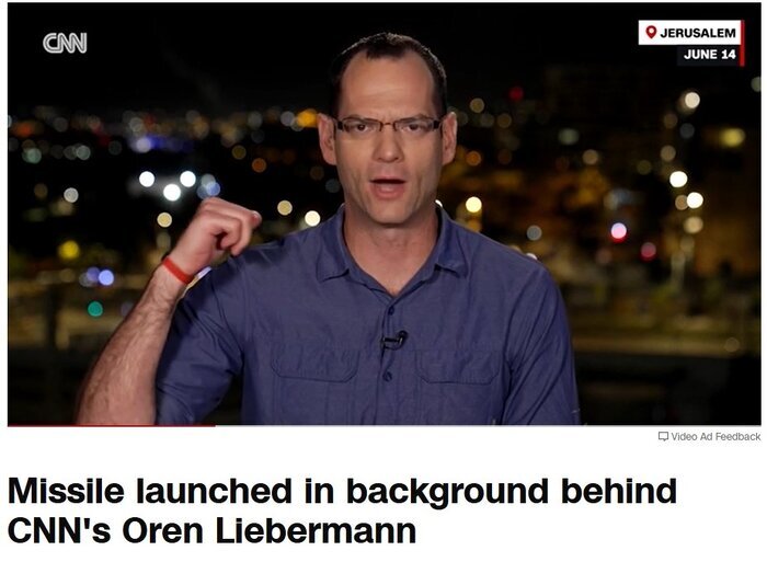 درست در پشت سر خبرنگار سیانان،حمله موشکی ایران به بیت المقدس رخ داد؛ خبرنگار:شوکه شدیم،محل گزارش را ترک میکنیم/عکس