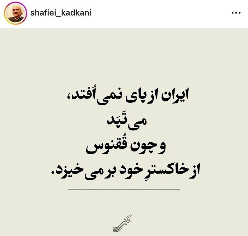 شفیعی کدکنی: ایران از پای نمیافتد