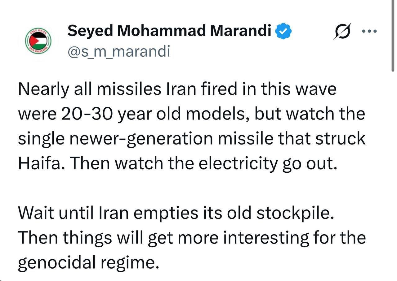 صبر کنید تا ایران ذخایر قدیمی موشکهای خود را خالی کند آن وقت اوضاع جالبتر خواهد شد