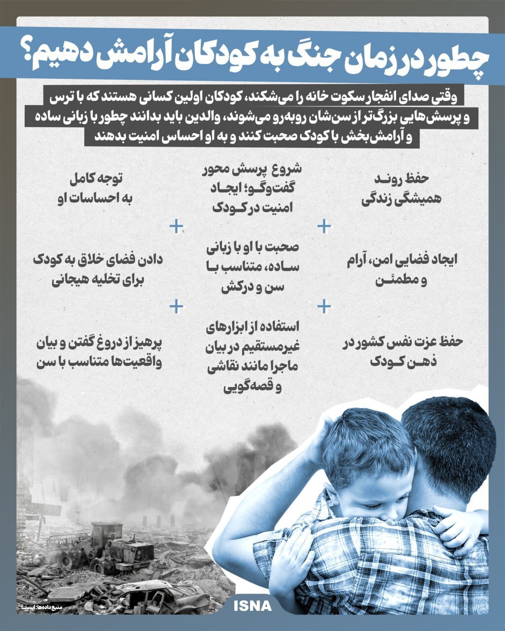 عکس | چطور در زمان جنگ به کودکان آرامش دهیم؟