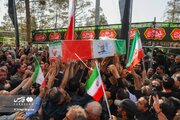 حضور علی لاریجانی در مراسم تدفین شهدای اقتدار در بهشت زهرا +تصاویر