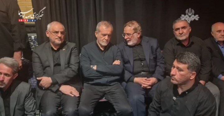 عکسی از پزشکیان در مراسم بزرگداشت شهید باقری