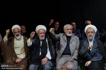 حضور چهره های مطرح در مراسم بزرگداشت سردار سپهبد شهید محمد باقری / زاکانی با دست شکسته حاضر شد + تصویر