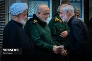 حضور علی لاریجانی و زینب سلیمانی مراسم بزرگداشت شهدای نیروی قدس سپاه