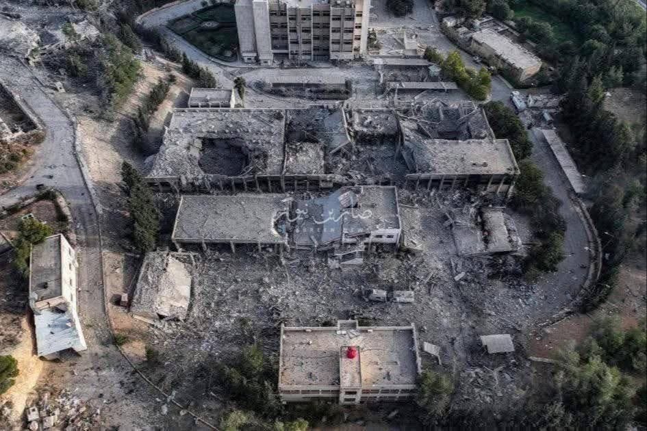 تصویر هوایی از حمله اسرائیل به وزارت دفاع سوریه/عکس