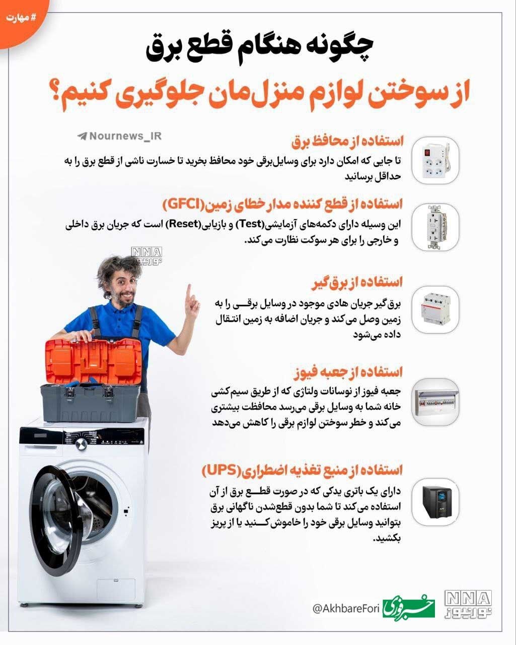 اینفوگرافیک | چگونه هنگام قطع برق از سوختن لوازم منزلمان جلوگیری کنیم؟