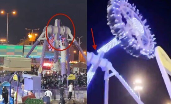 نقص فنی در دستگاه بازی شهربازی حادثه ساز شد/ نصف شدن میله وسیله بازی