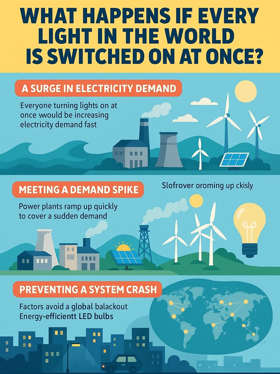 چه میشود اگر همه لامپهای جهان یکباره روشن شوند؟ اگر همه چراغهای دنیا همزمان روشن شوند، چه خواهد شد؟